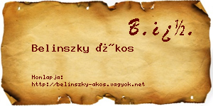 Belinszky Ákos névjegykártya